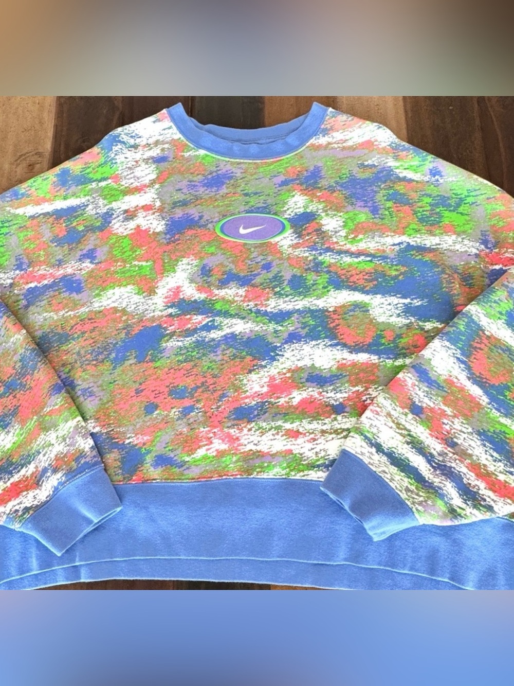 Nike Multicolor Abstract Crewneck Sweatshirt - Blue, Green, Pink